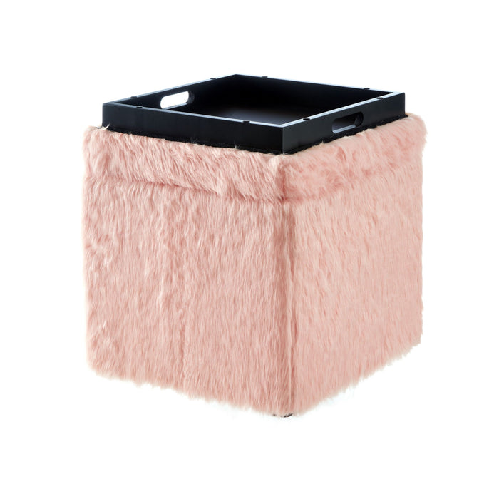 Faux Fur Storage - Blush / Black