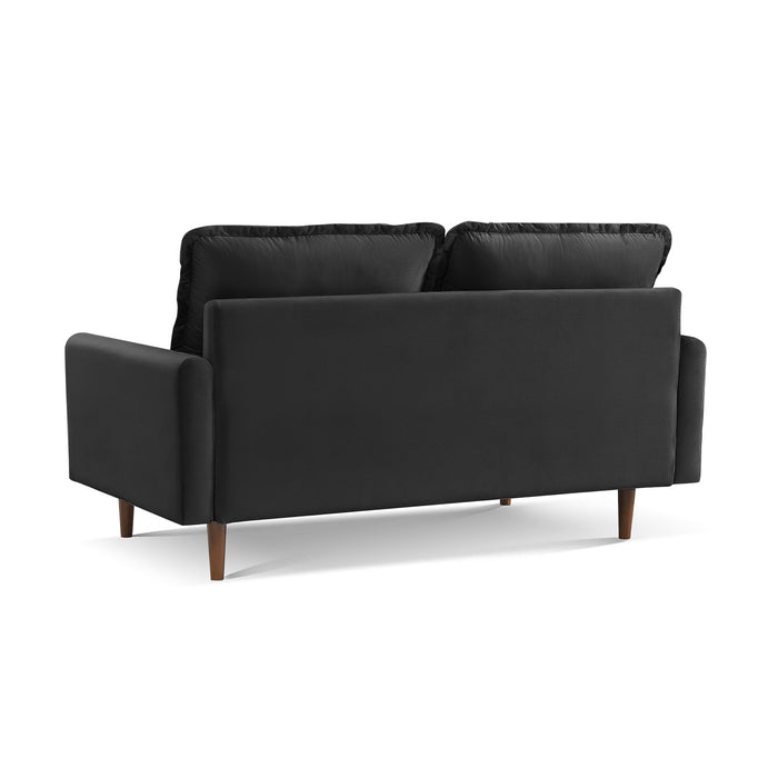 Sofa Velvet With Dark Brown Legs - Black