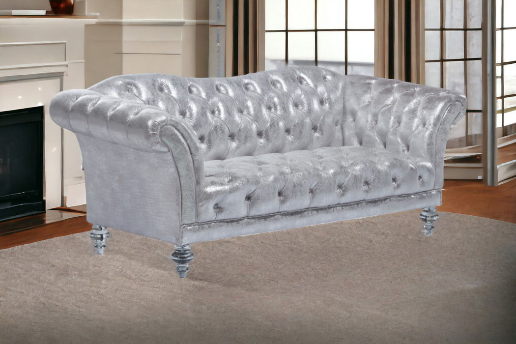 Velvet Loveseat - Metallic Silver