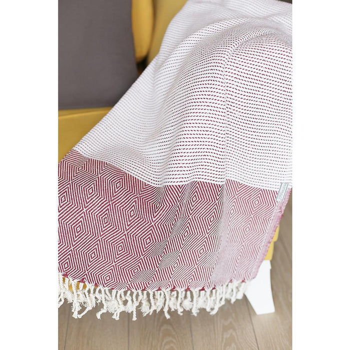 Turkish Cotton Handwoven Throw Blankets - Red