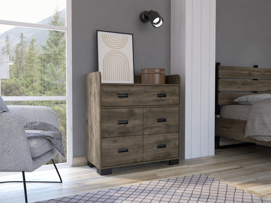 Five Drawer Dresser - Dark Brown