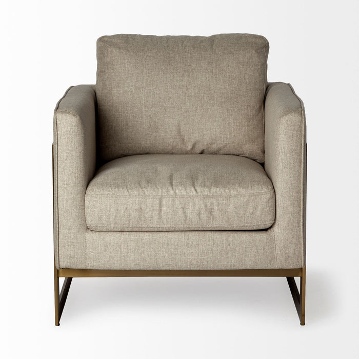 Fabric Club Chair - Cream / Gold