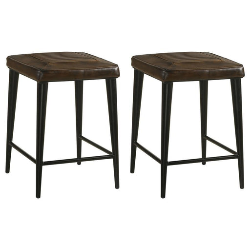 Alvaro - Leather Upholstered Backless Bar Stool (Set of 2) - Simple Home Plus