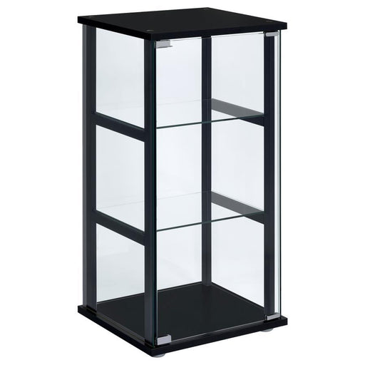 Cyclamen - 3-Shelf Glass Curio Cabinet - Black And Clear - Simple Home Plus