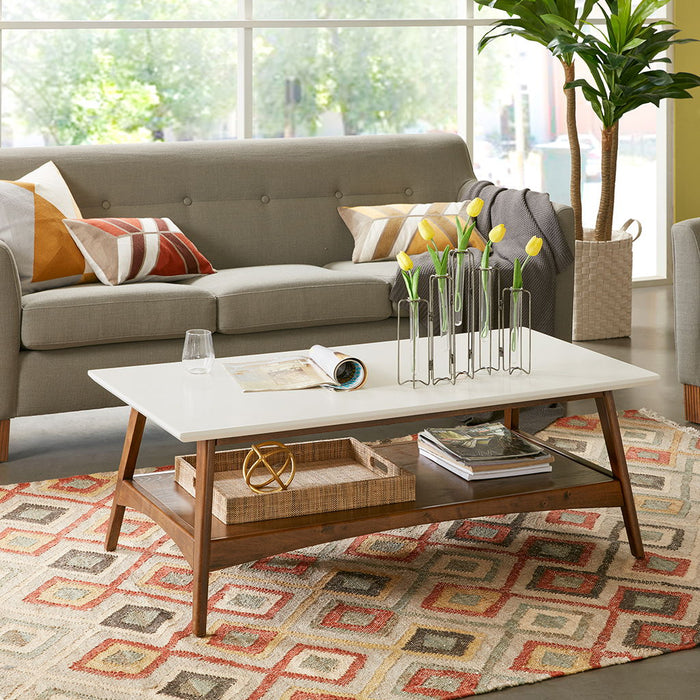 Parker - Coffee Table - Off-White / Pecan