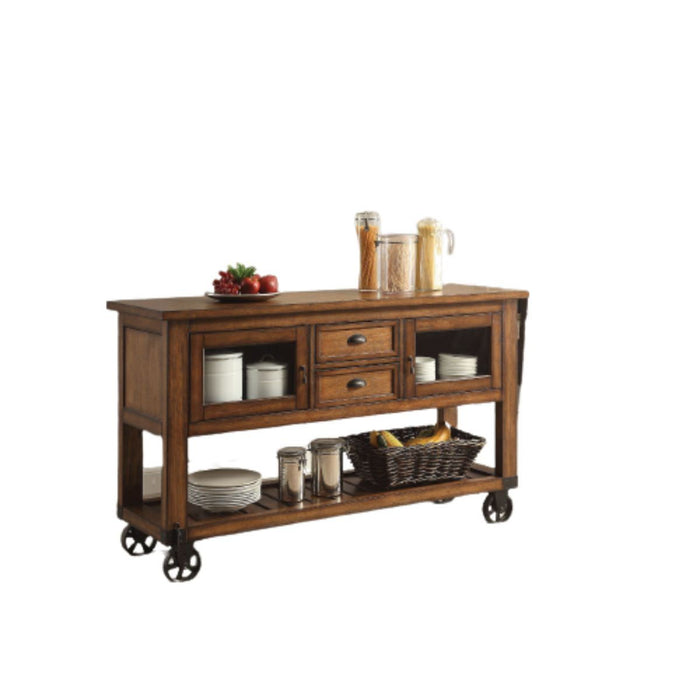 Rolling Kitchen Cart With Storage - Rustic Brown