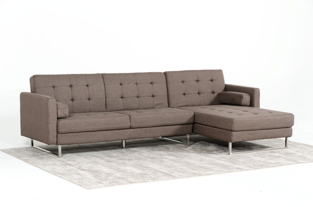 Fabric Foam Wood And Sectional Sofa Steel - Brown