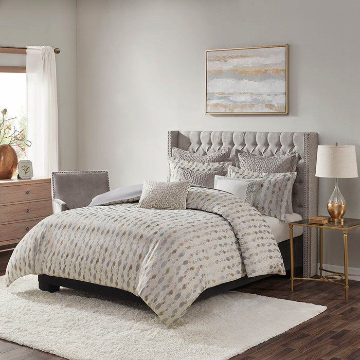 Sanctuary - King Comforter King 9 Piece Set - Taupe / Gold