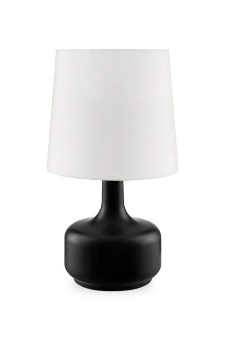 Metal Bedside Table Lamp With White Shade - Black