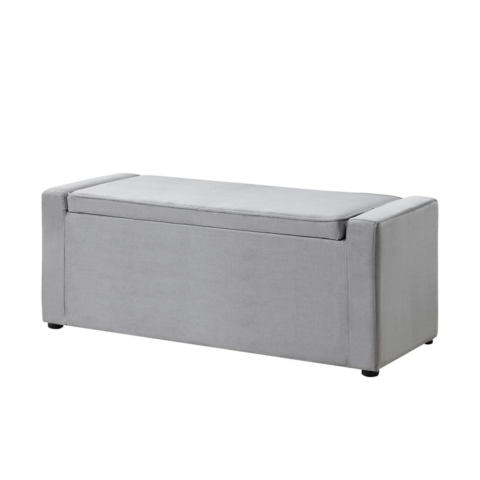 Upholstered Velvet Bench With Flip Top - Gray / Black