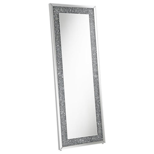 Valerie - Crystal Inlay Rectangle Floor Mirror - Silver - Simple Home Plus