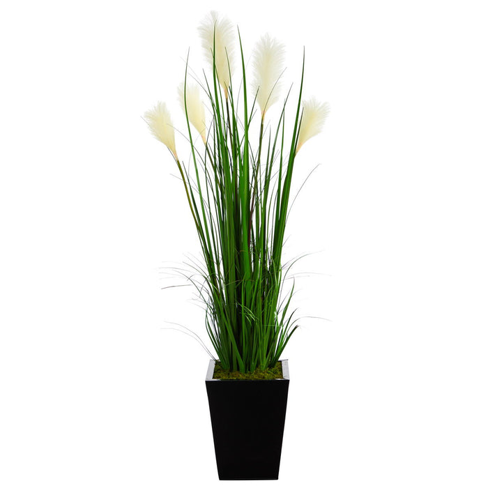 4.5' Wheat Grass Artificial Plant in Black Metal Planter