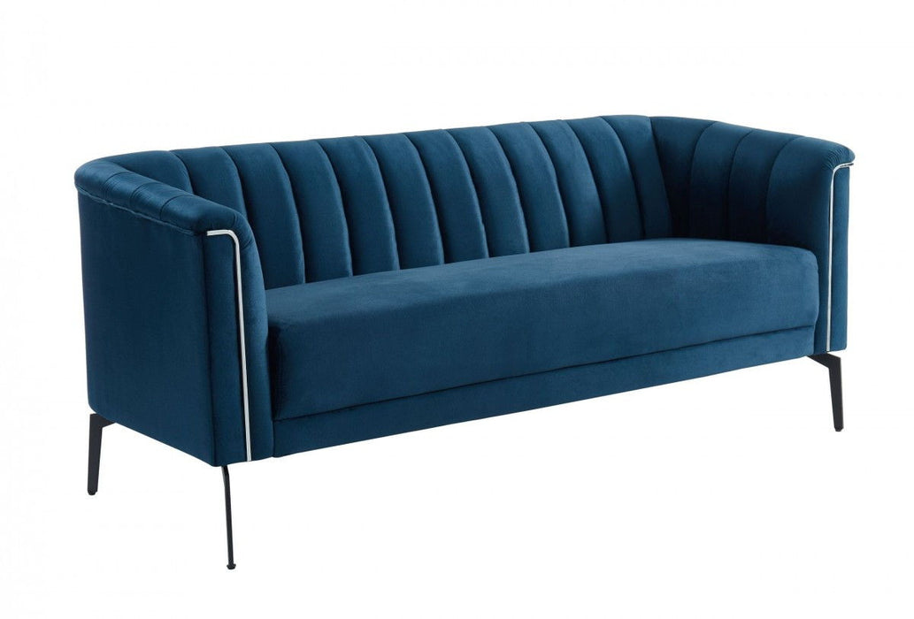 Sofa With Silver Legs - Blue