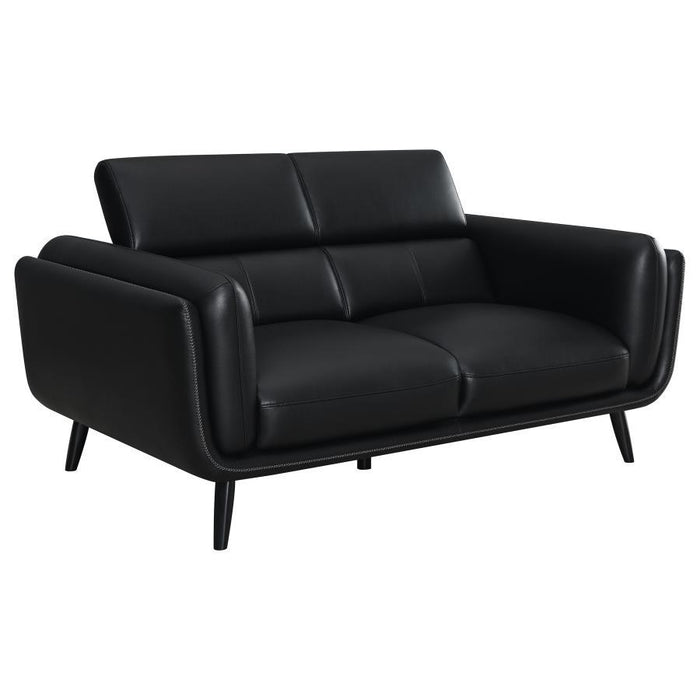 Shania - Track Arms Loveseat With Tapered Legs - Black - Simple Home Plus