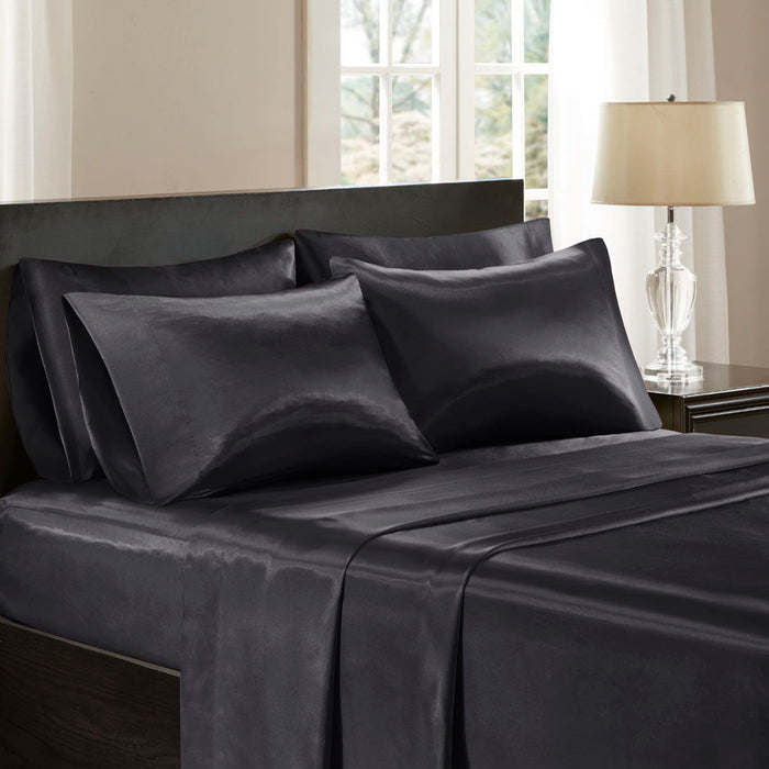 California King Wrinkle Free Luxurious 6 Piece Sheet Set - Black