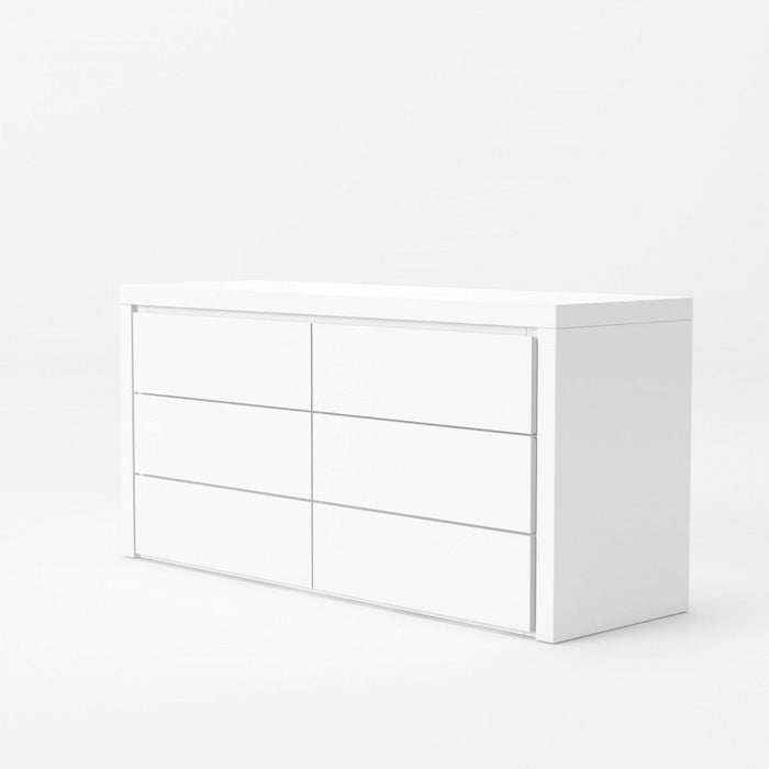 Six Drawer, Wood Double Dresser - White