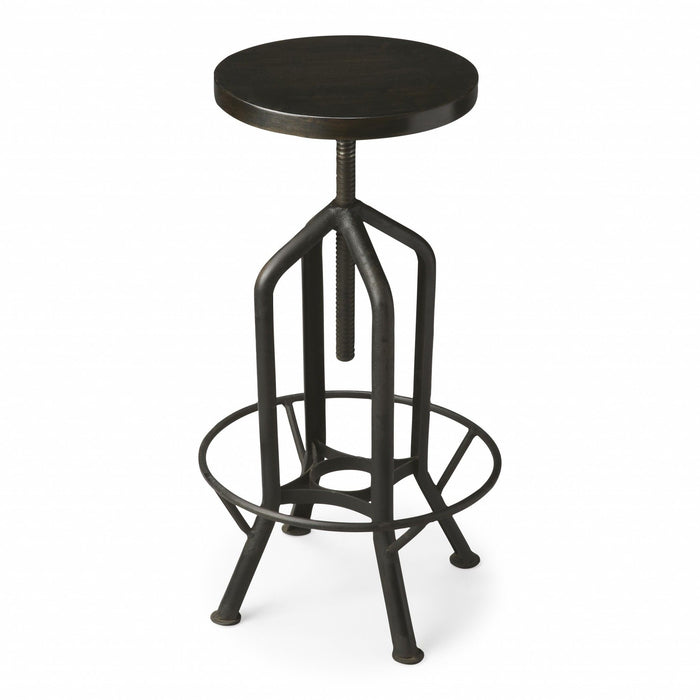 And Swivel Backless Bar Chair - Black