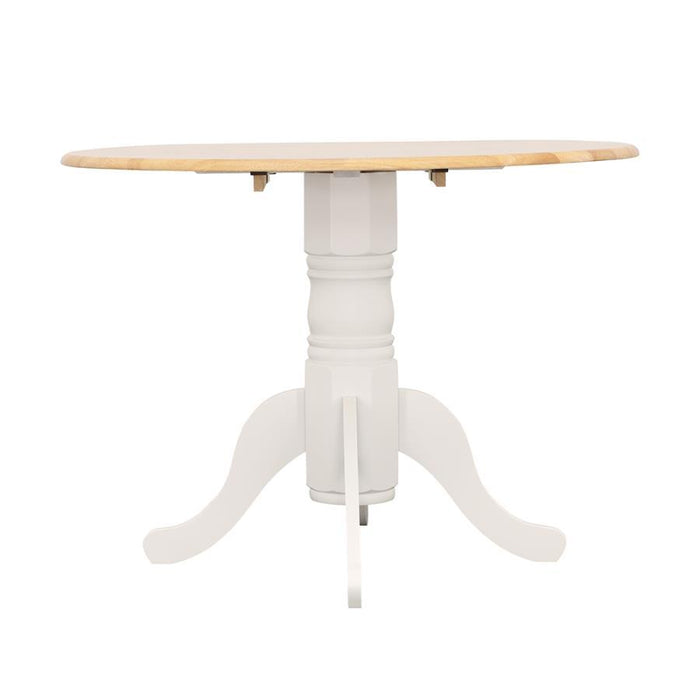 Allison - Drop Leaf Round Dining Table - Natural Brown And White - Simple Home Plus