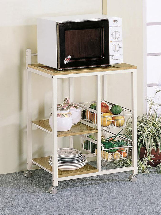 Kelvin - 2-Shelf Kitchen Cart - Natural Brown And White - Simple Home Plus