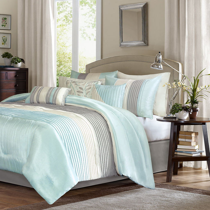 Amherst - California King Comforter (Set of 7) - Aqua