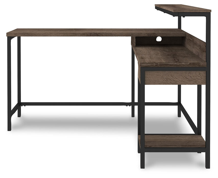 Arlenbry - Gray - L-desk With Storage - Simple Home Plus