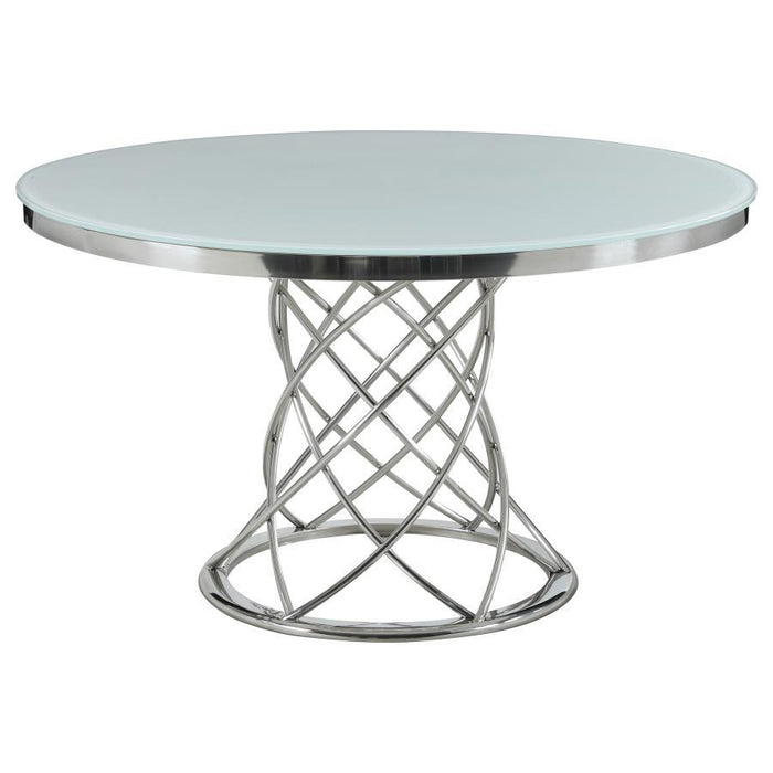 Irene - 5 Piece Round Glass Top Dining Set - White And Chrome - Simple Home Plus