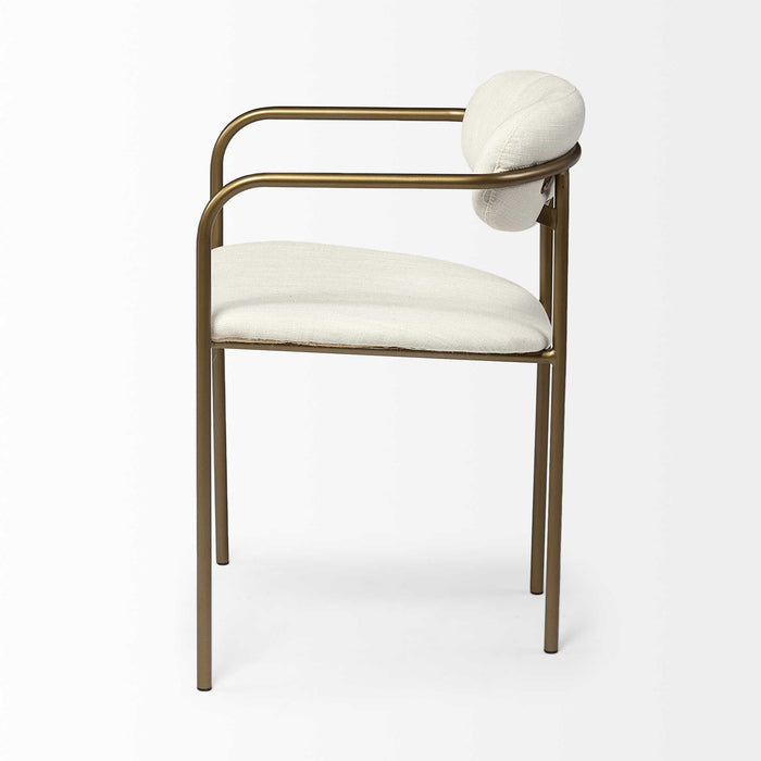 Fabric Seat With Gold Iron Frame Dining Chair - Cream