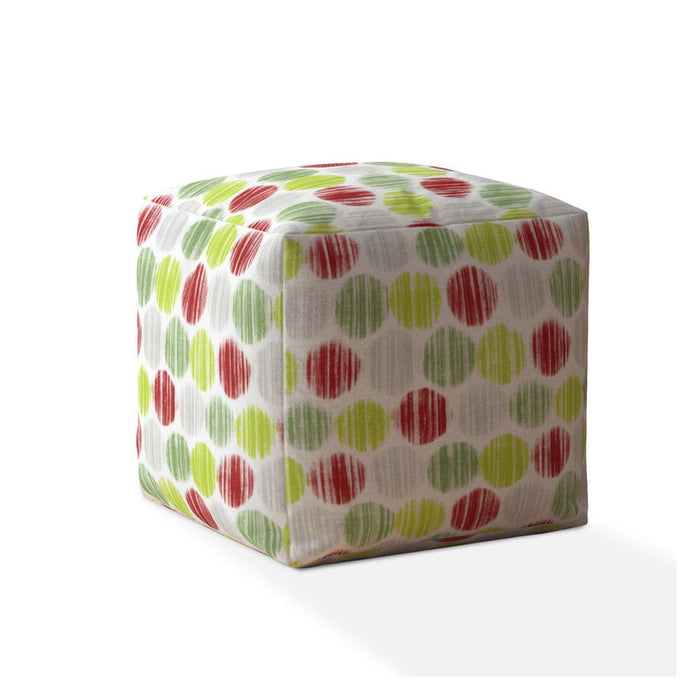 Cotton Polka Dots, Pouf Cover - Red / White