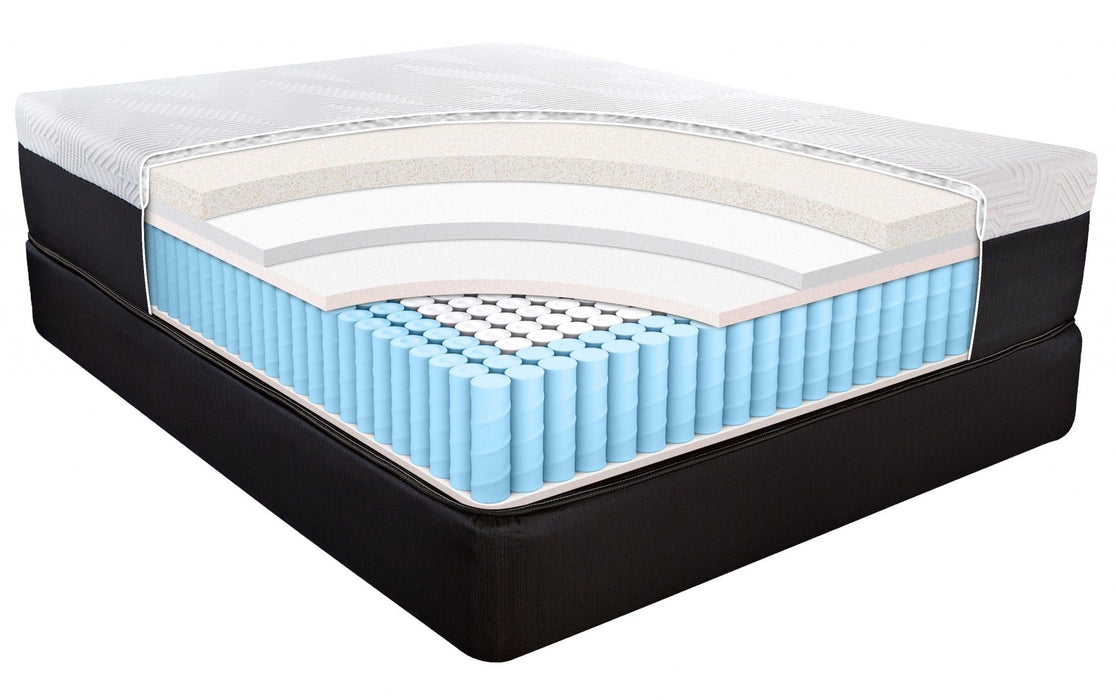 14" Twin Long Lux Memory Foam And Wrapped Coil Mattress - White / Black