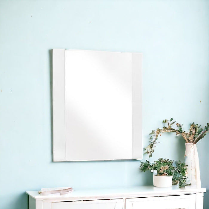 41" Glass And Veneer Mirror - White