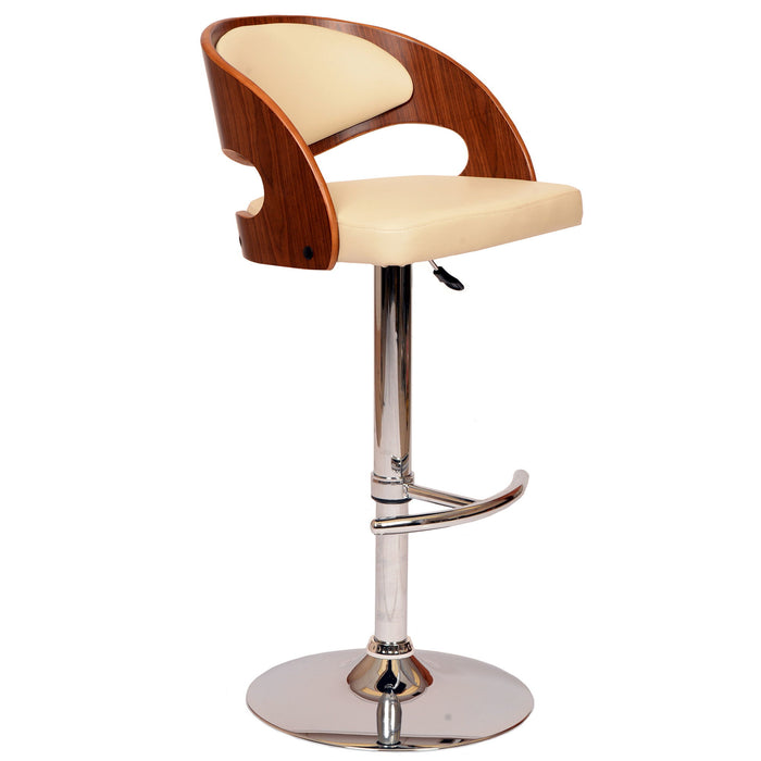 Swivel Low Back Adjustable Height Bar Chair - Cream / Brown