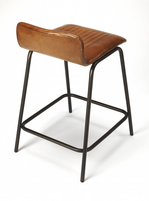 Iron Counter Height Bar Chair - Brown / Black