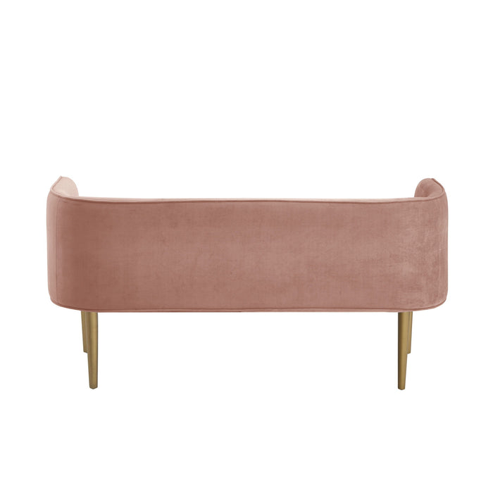 Velvet Upholstered Bench - Brown / Blush