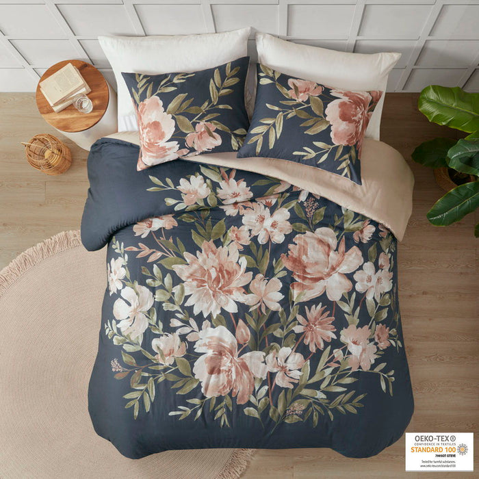 Camillia - 3 Piece Duvet Cover Set - Navy