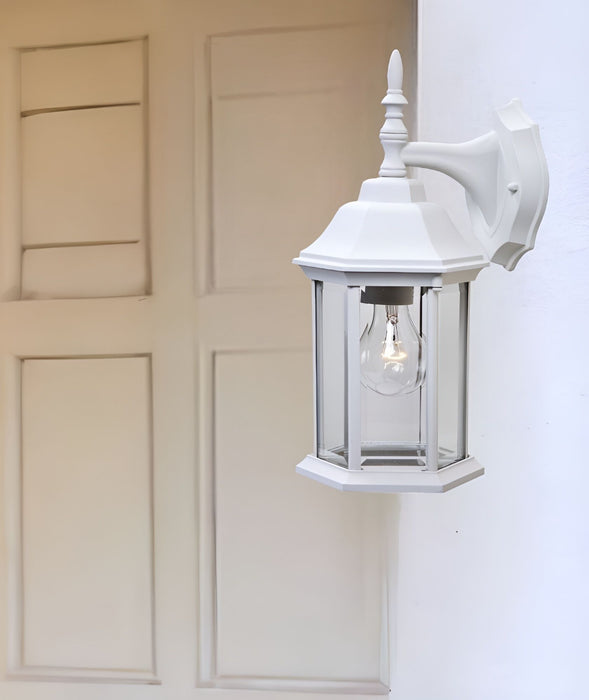 Clear Glass Swing Arm Wall Light - White