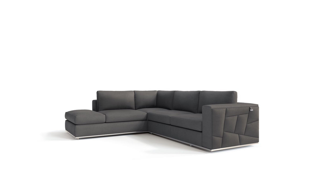 Italian Leather L Shaped Two Piece Corner Sectional - Dark Gray