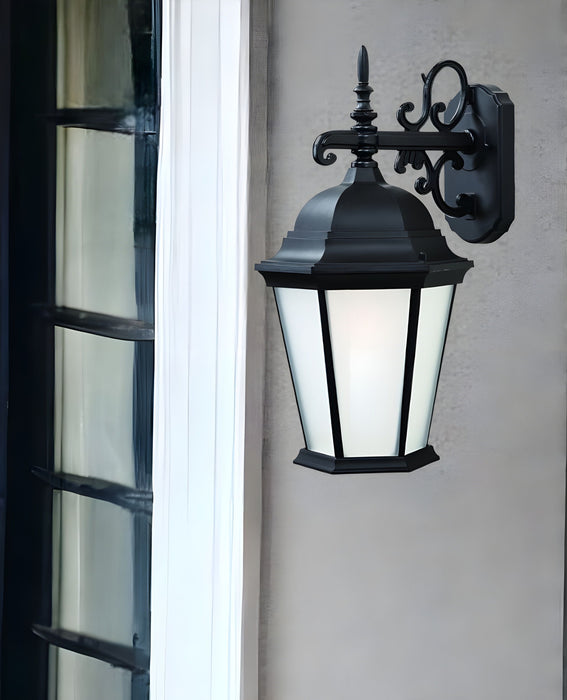 Domed Hanging Lantern Wall Light - Matte Black