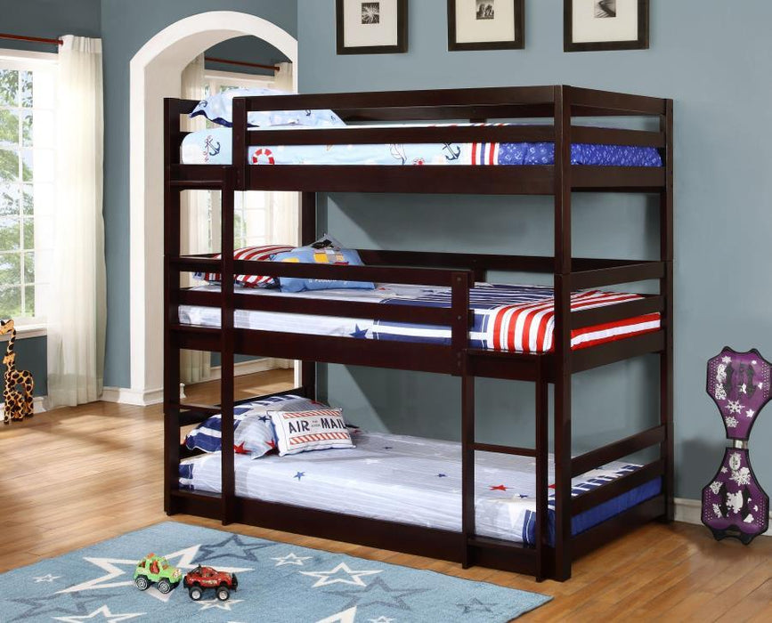 Sandler - Twin Triple Bunk Bed - Cappuccino - Simple Home Plus