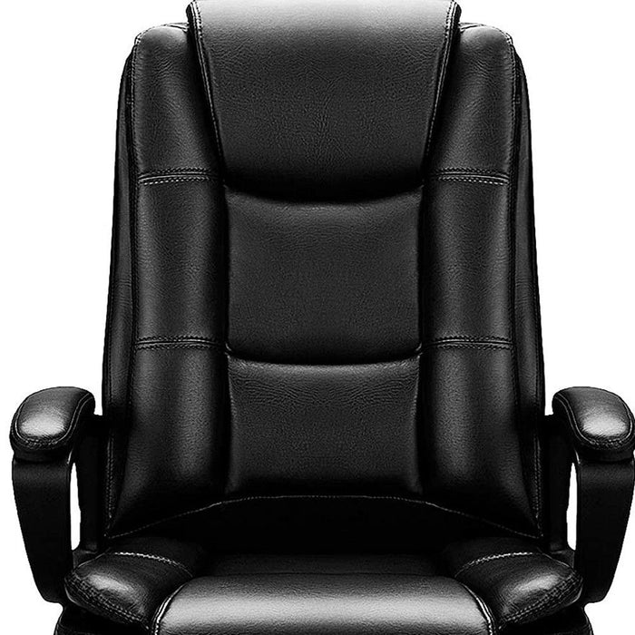 Faux Leather Seat Adjustable Executive Chair Back Steel Frame - Black