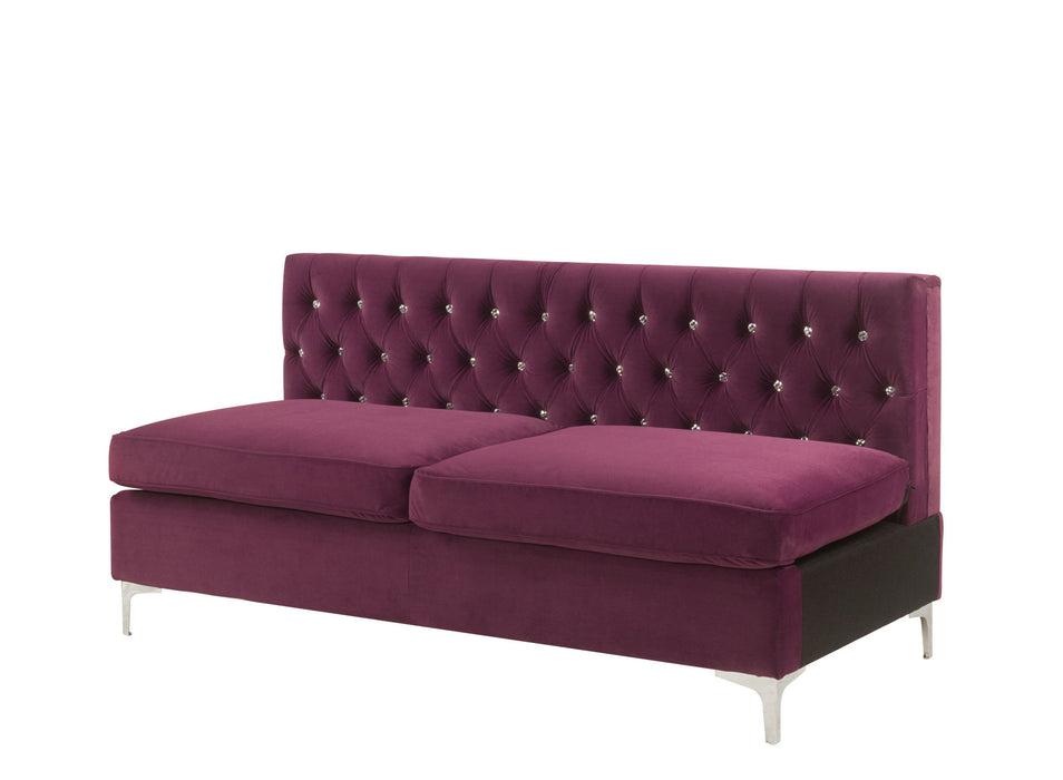 Velvet Sofa And Toss Pillows With Silver Legs - Burgundy