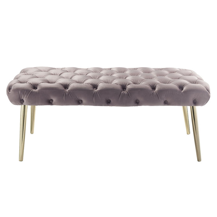 Upholstered Velvet Bench - Gold / Lilac