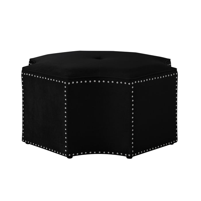 Velvet Specialty Cocktail Ottoman - Black