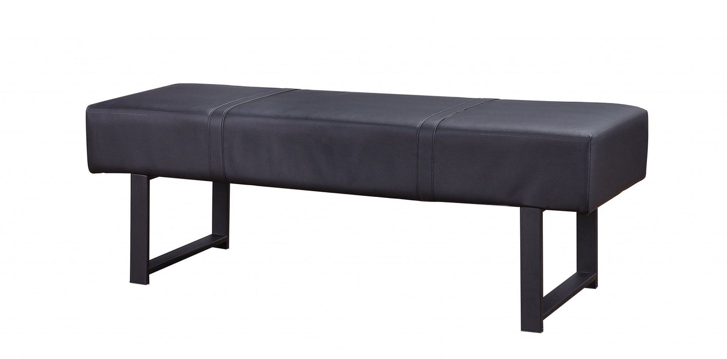 Upholstered Faux Leather Bench - Black