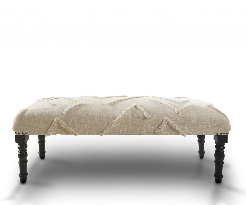 Leg Abstract Upholstered Bench - Cream / Black