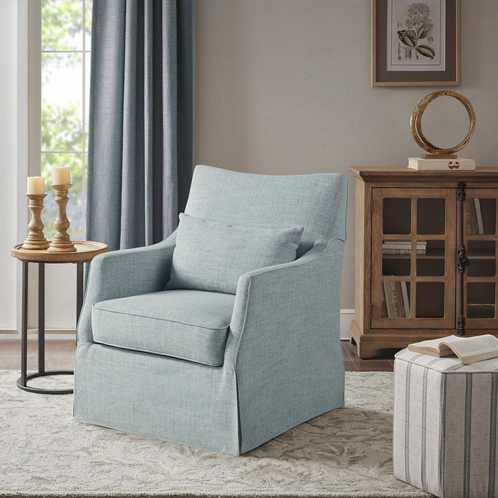 London - Skirted Swivel Chair - Light Blue