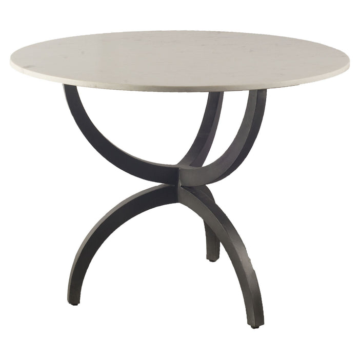 Round Marble Top With Metal Base Dining Table - White / Black