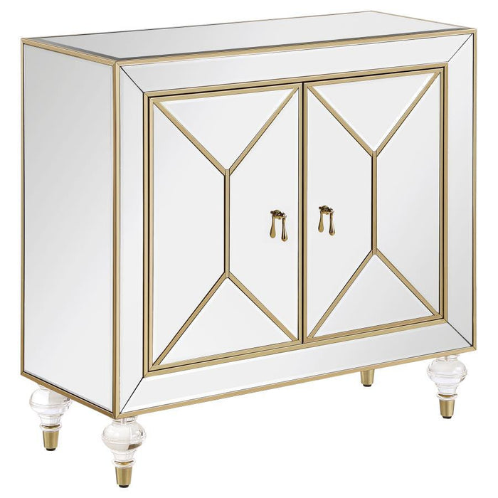 Lupin - 2-Door Accent Cabinet - Mirror And Champagne - Simple Home Plus