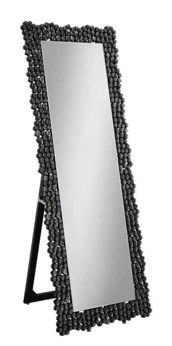 Mckay - Textural Frame Cheval Floor Mirror - Silver And Smoky Gray - Simple Home Plus