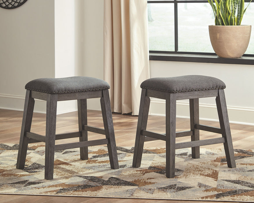 Caitbrook - Gray - Upholstered Stool (Set of 2) - Simple Home Plus