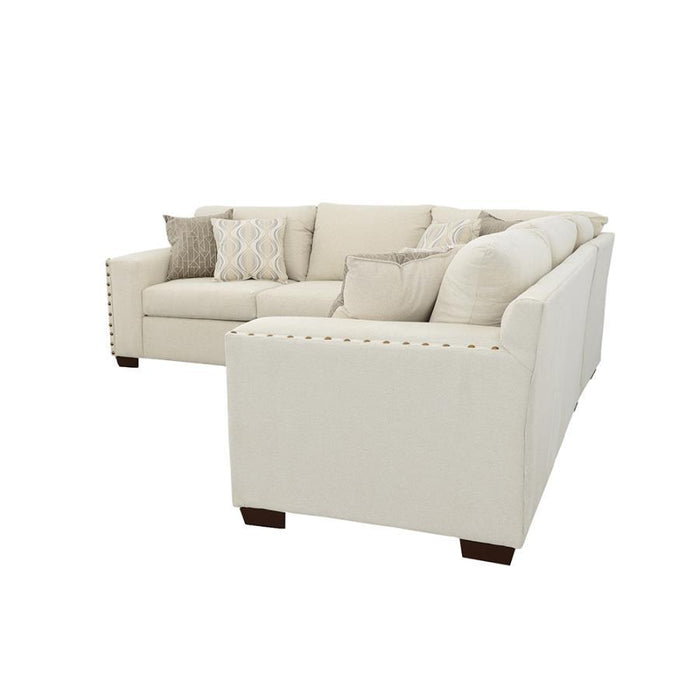 Aria - L-Shaped Sectional With Nailhead - Oatmeal - Simple Home Plus